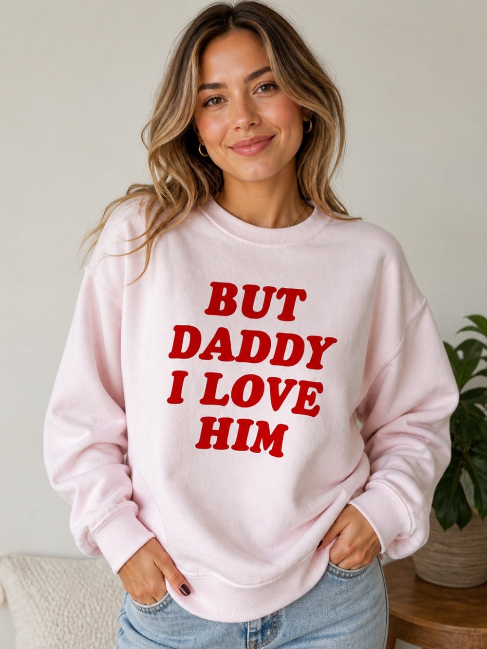 Taylor Swift NWT Pink Red Graphic Sweatshirt 'BUT DADDY I LOVE HIM'